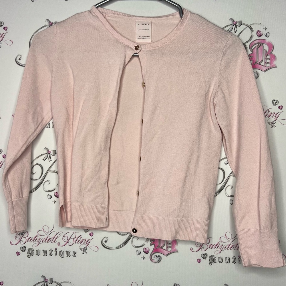 Zara knitwear summer collection pink cardigan kids bubblegum pink size 9